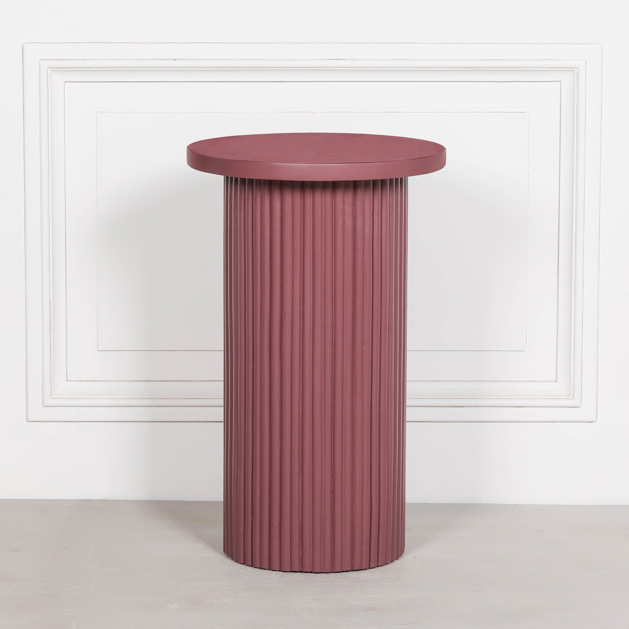 Bobbin Ribbed Damson Round Side Occasional Table