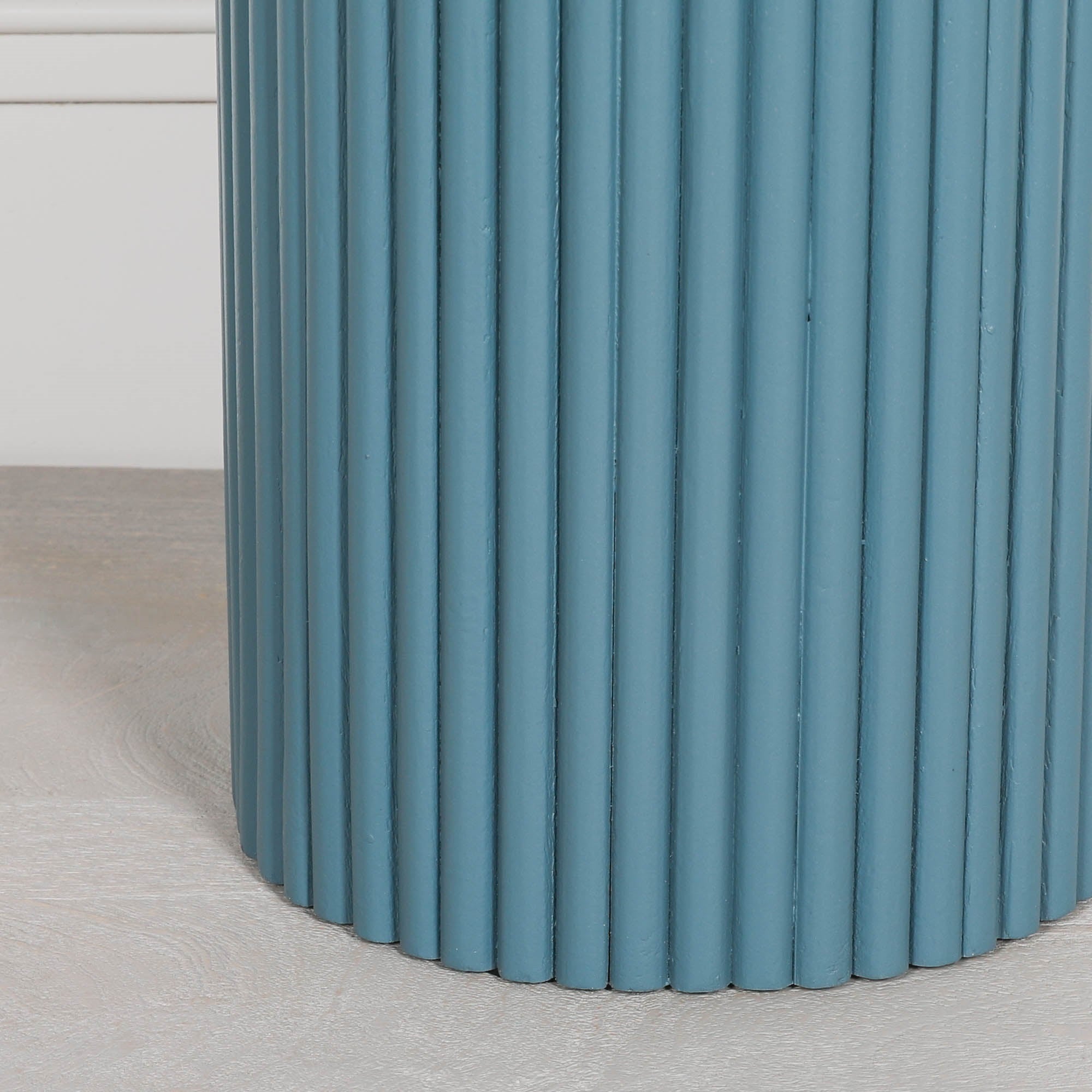 Bobbin Ribbed Ocean Blue Round Side Occasional Table