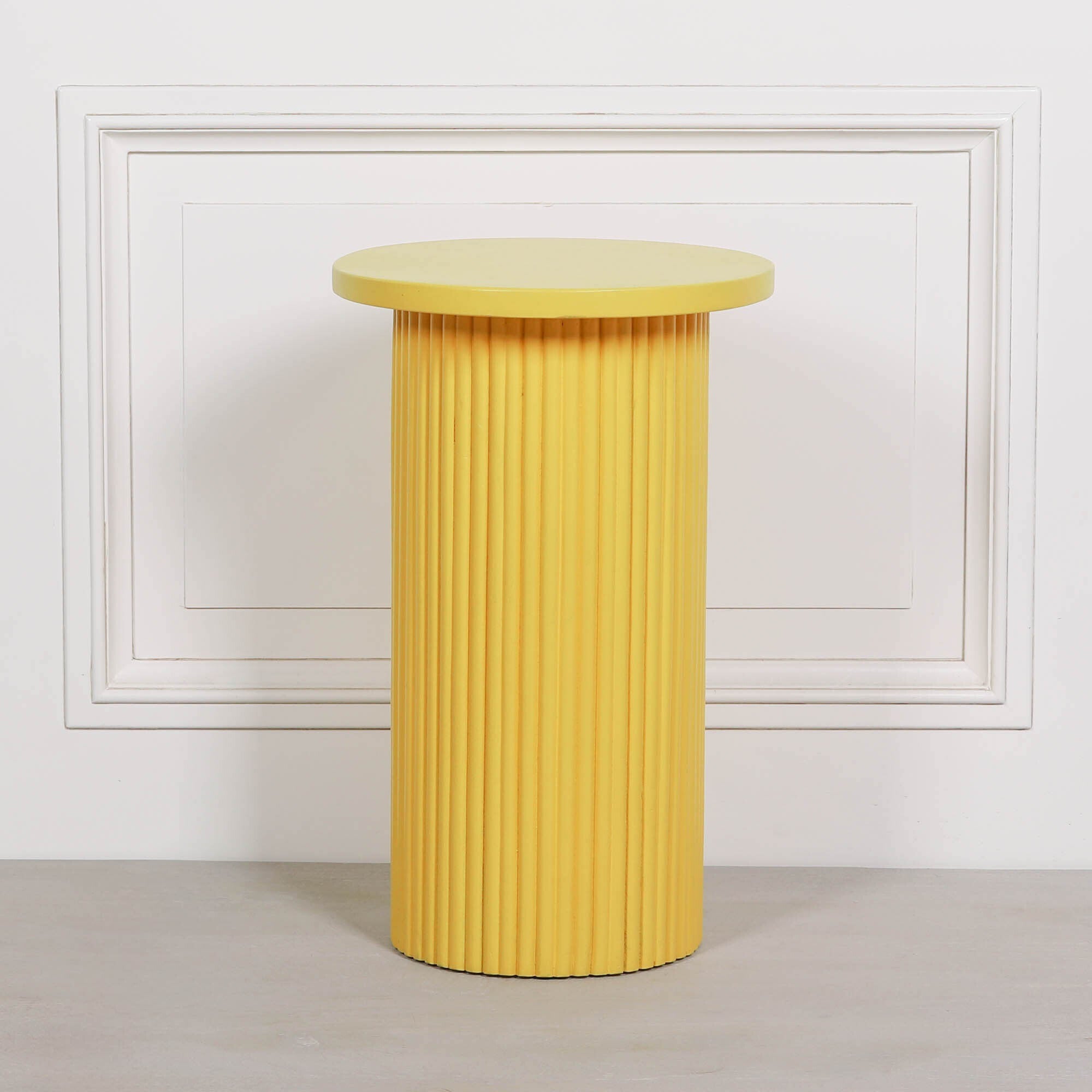 Bobbin Ribbed Sunflower Yellow Round Side Occasional Table