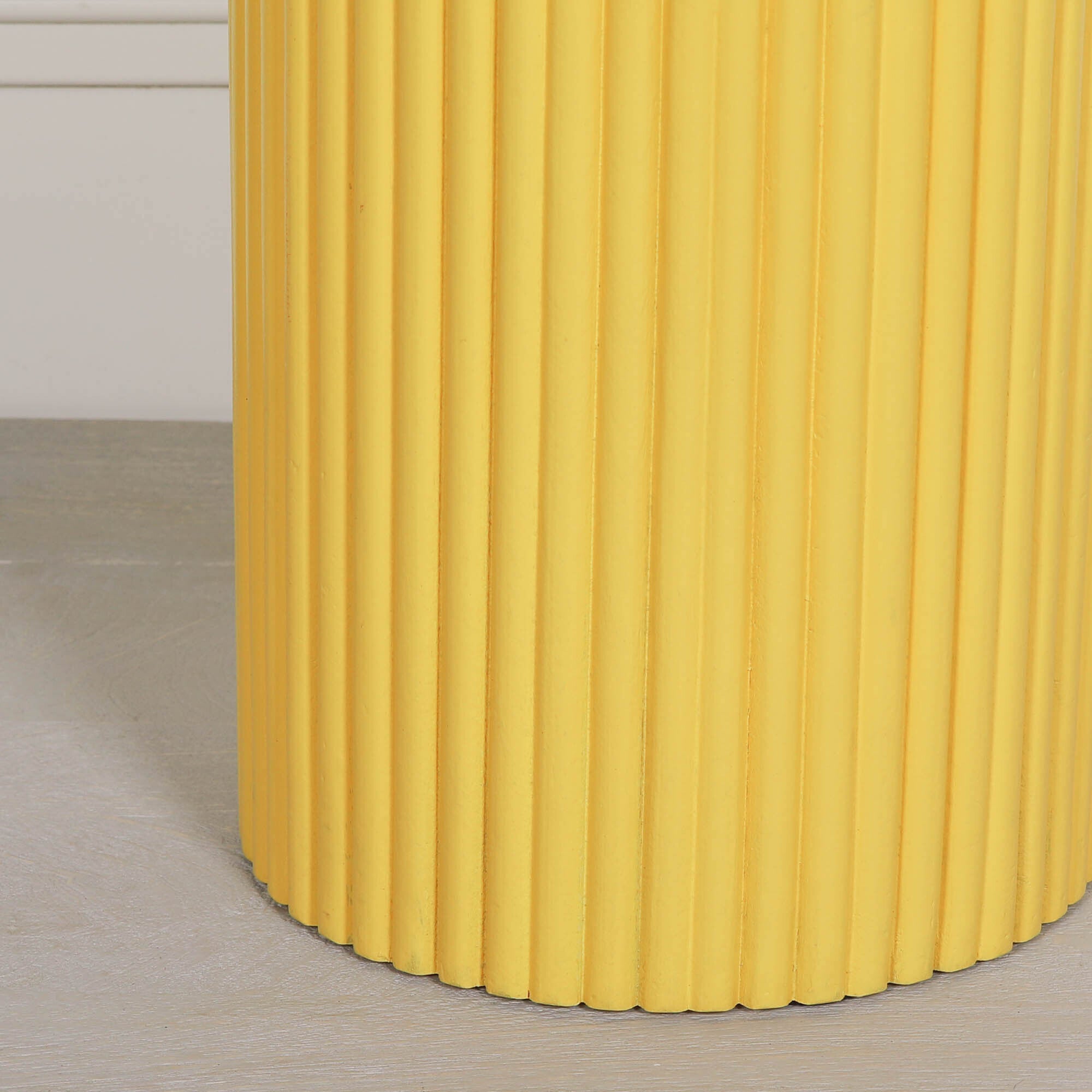 Bobbin Ribbed Sunflower Yellow Round Side Occasional Table