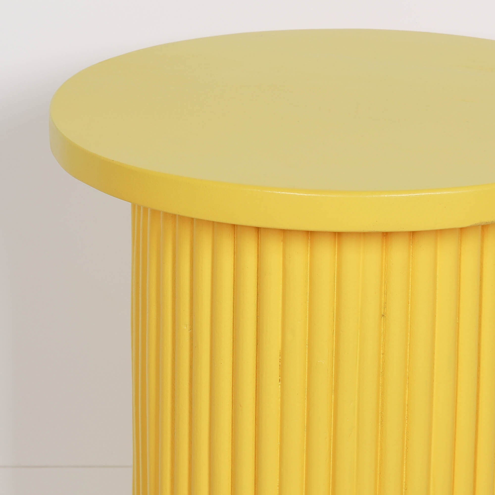 Bobbin Ribbed Sunflower Yellow Round Side Occasional Table