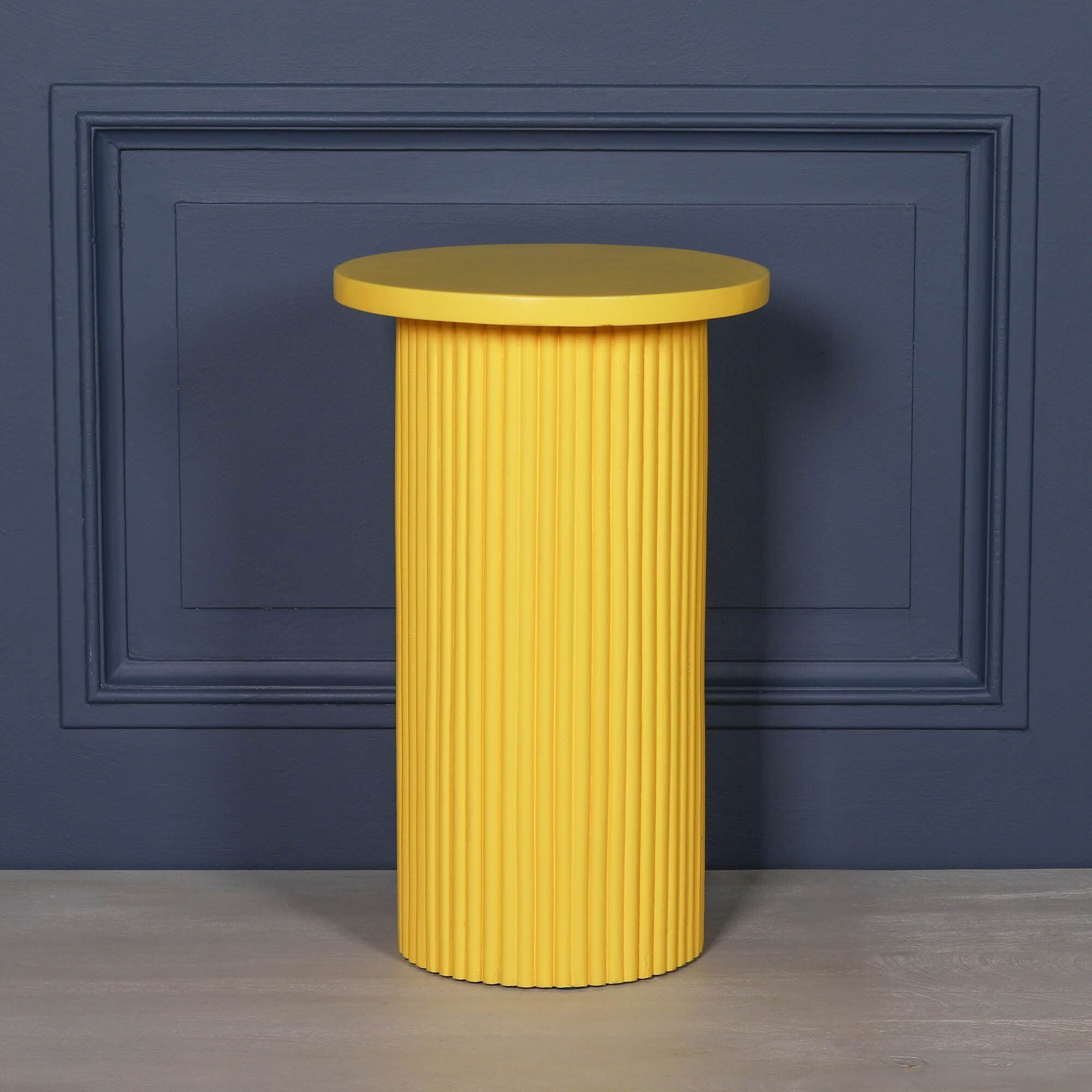 Bobbin Ribbed Sunflower Yellow Round Side Occasional Table