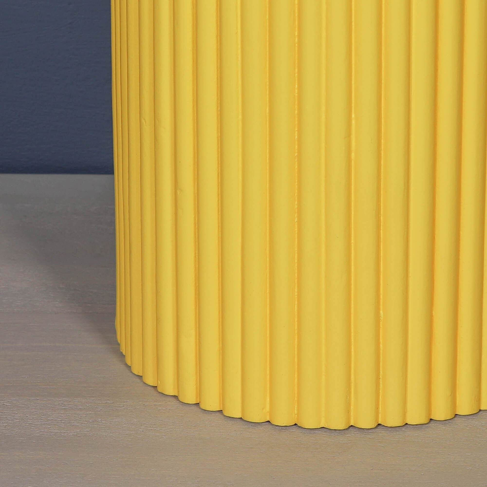 Bobbin Ribbed Sunflower Yellow Round Side Occasional Table