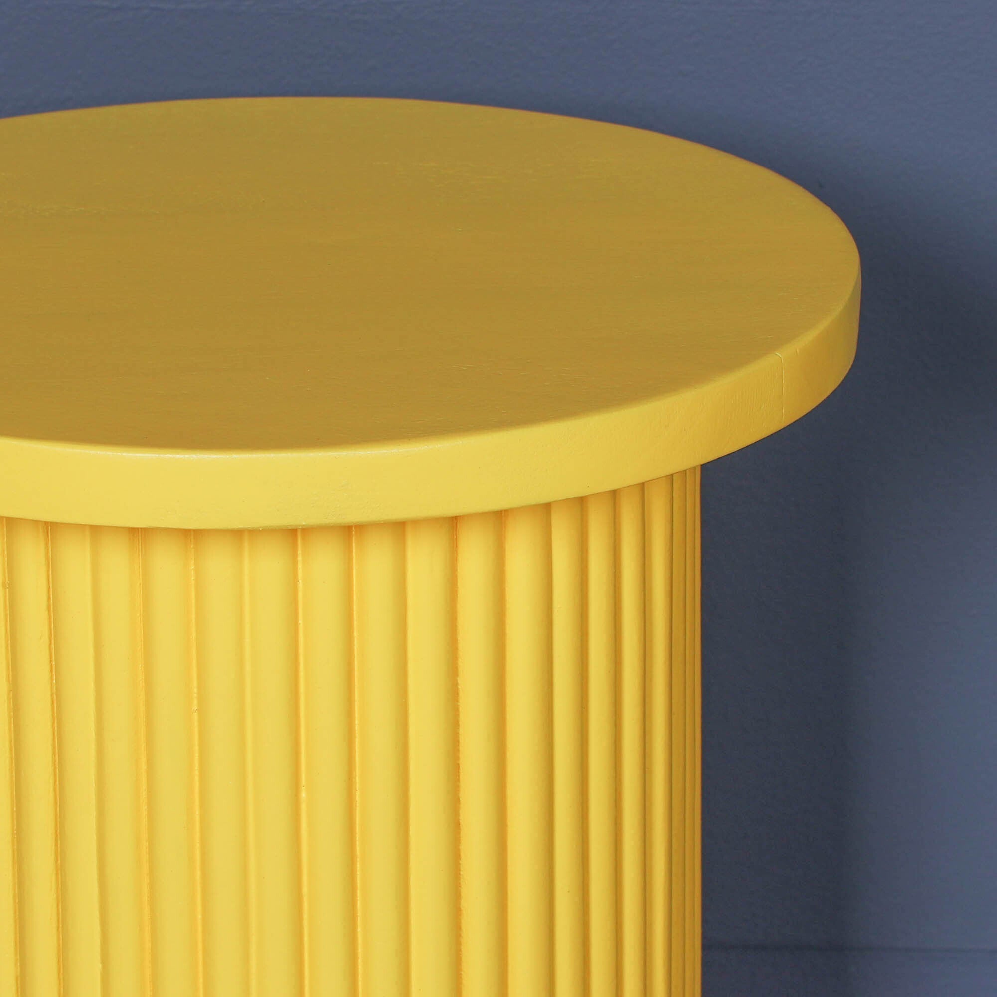 Bobbin Ribbed Sunflower Yellow Round Side Occasional Table