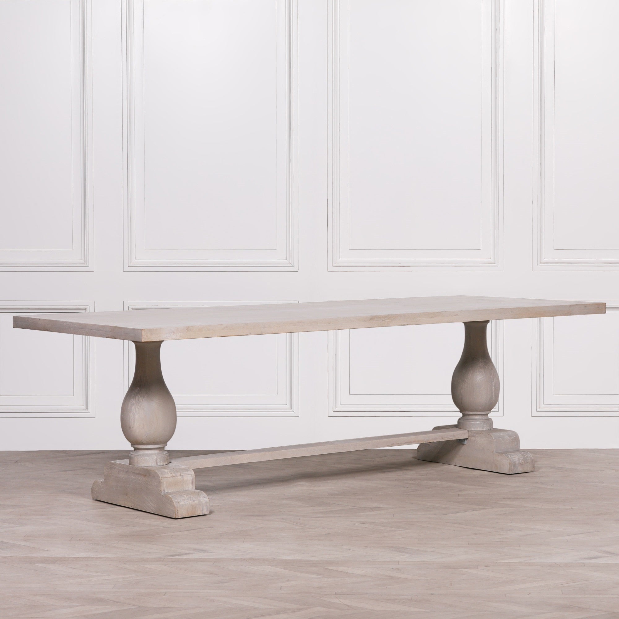 Kendal Blanche Wood Rustic Rectangular Dining Table 260cm