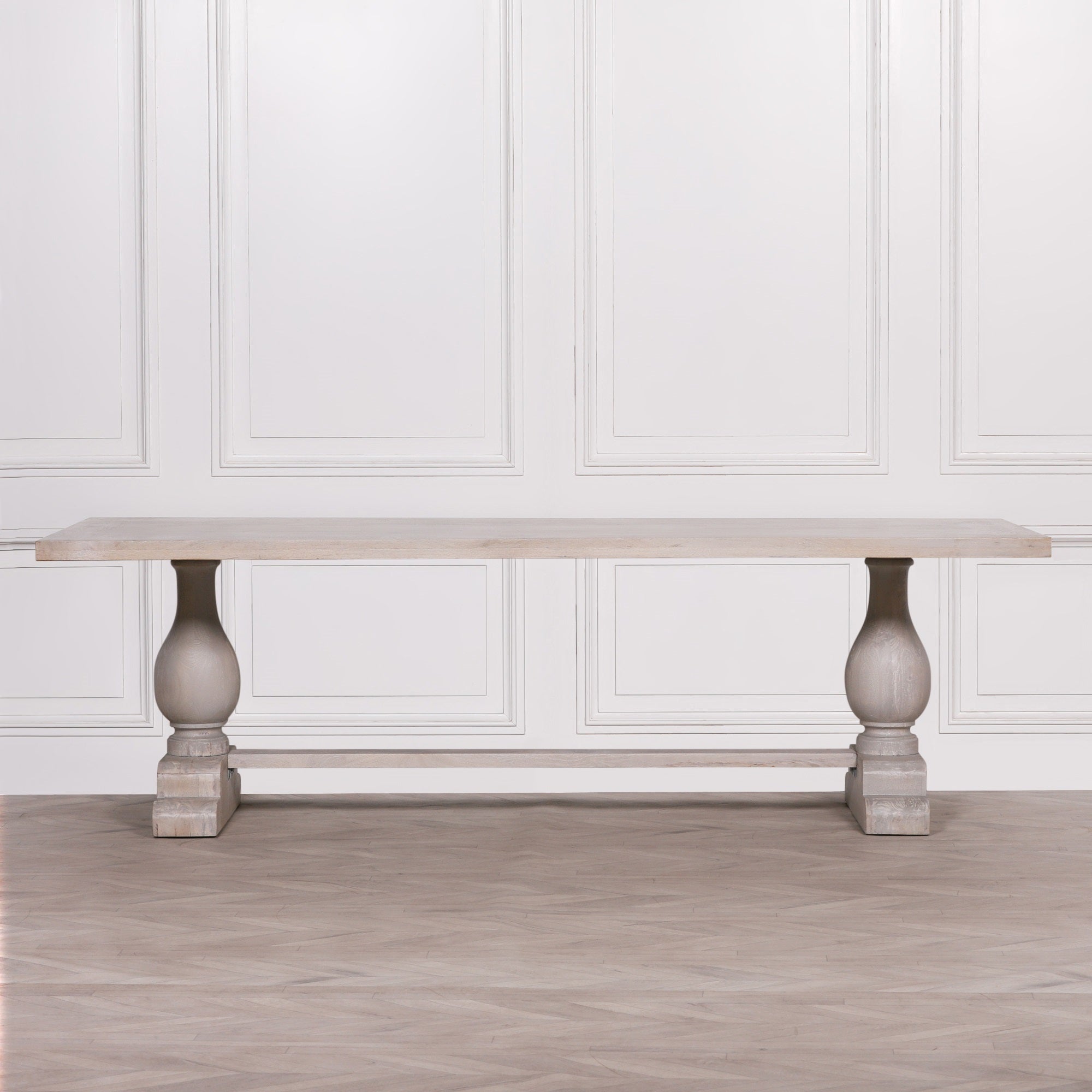 Kendal Blanche Wood Rustic Rectangular Dining Table 260cm