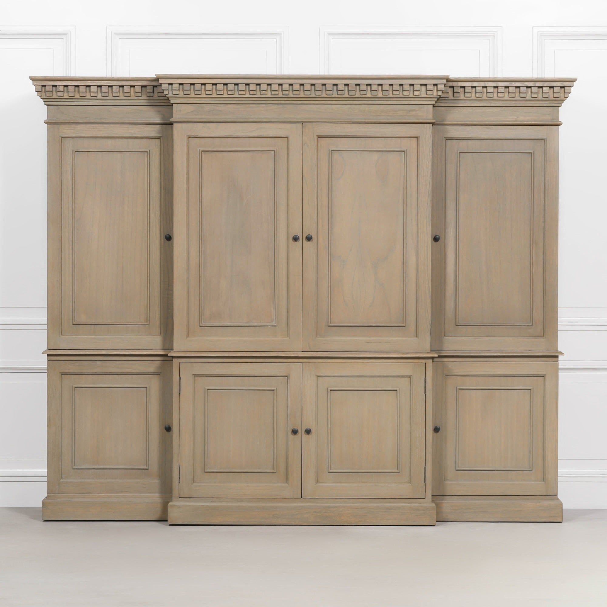 Large Wooden Triple Breakfront TV Cabinet