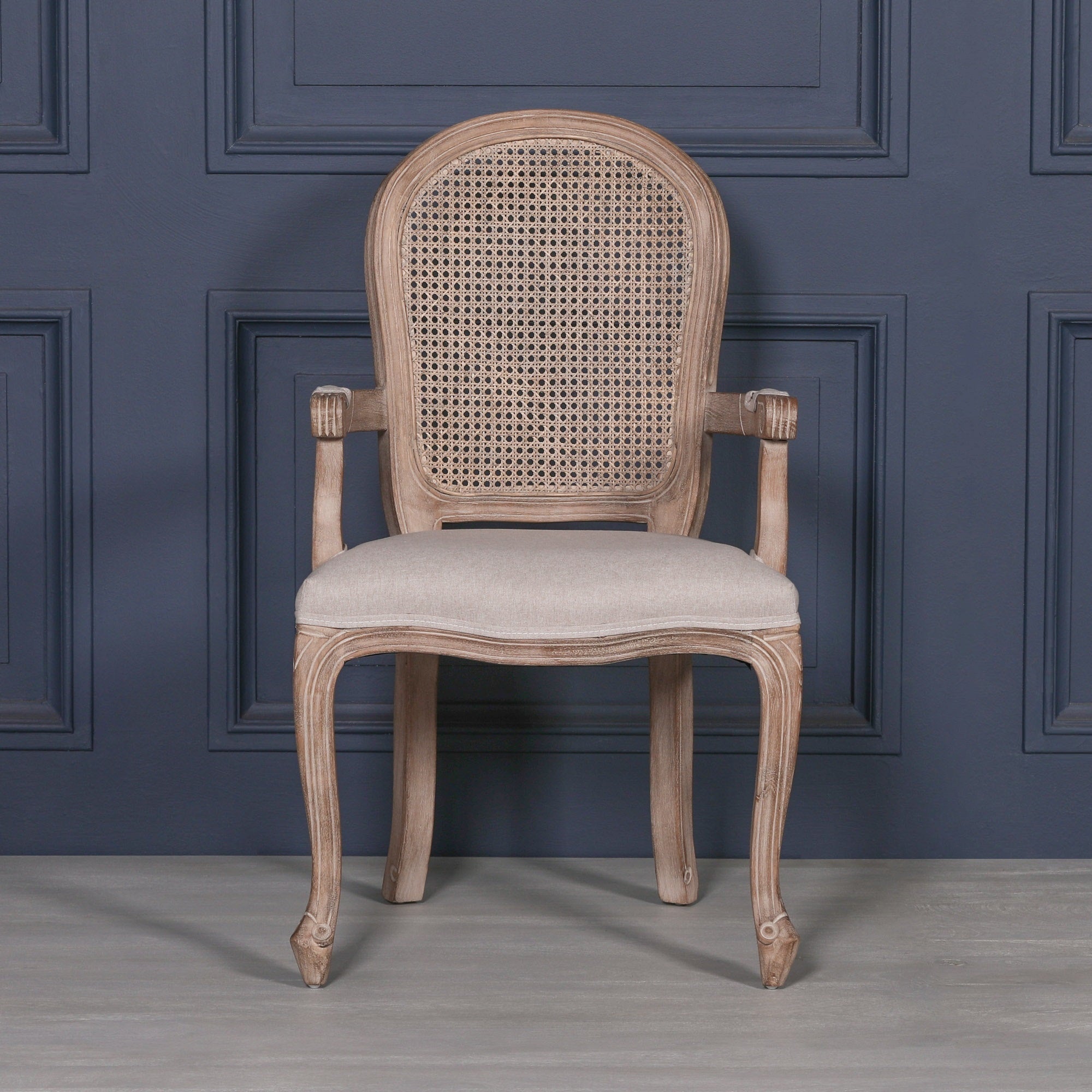 Wooden Carver Louisiana Upholstered Dining Arm Chair