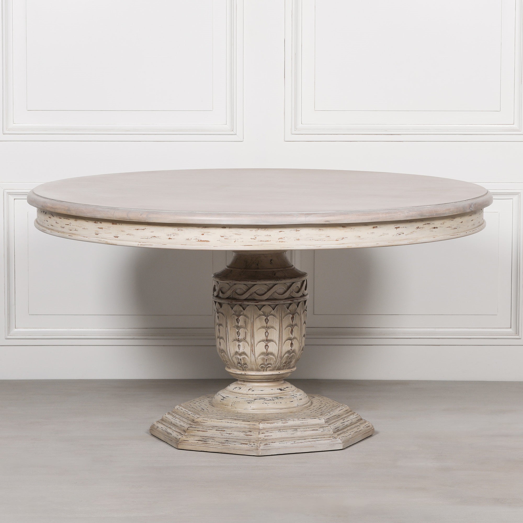 Rome Heavy Distressed 145cm Round 4 Seater Dining Table