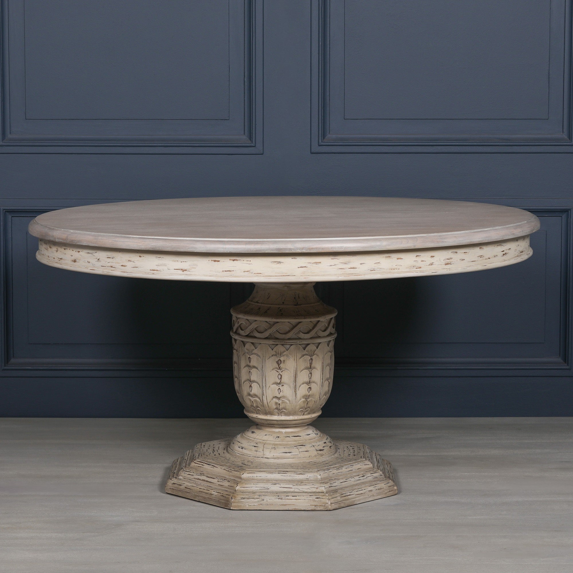 Rome Heavy Distressed 145cm Round 4 Seater Dining Table