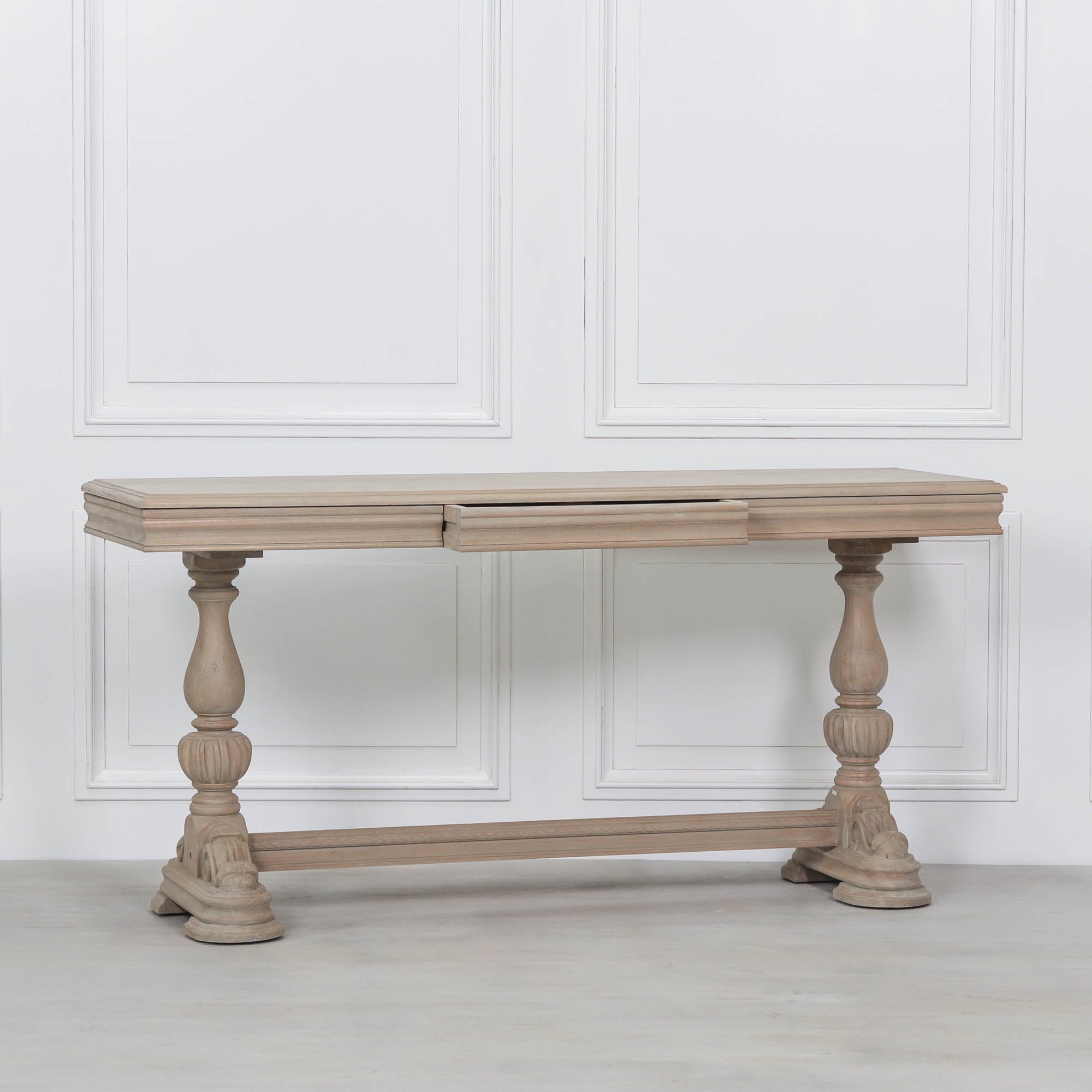 Sandown Rustic Wooden Intricate Carved Console Table with Drawer 170 cm