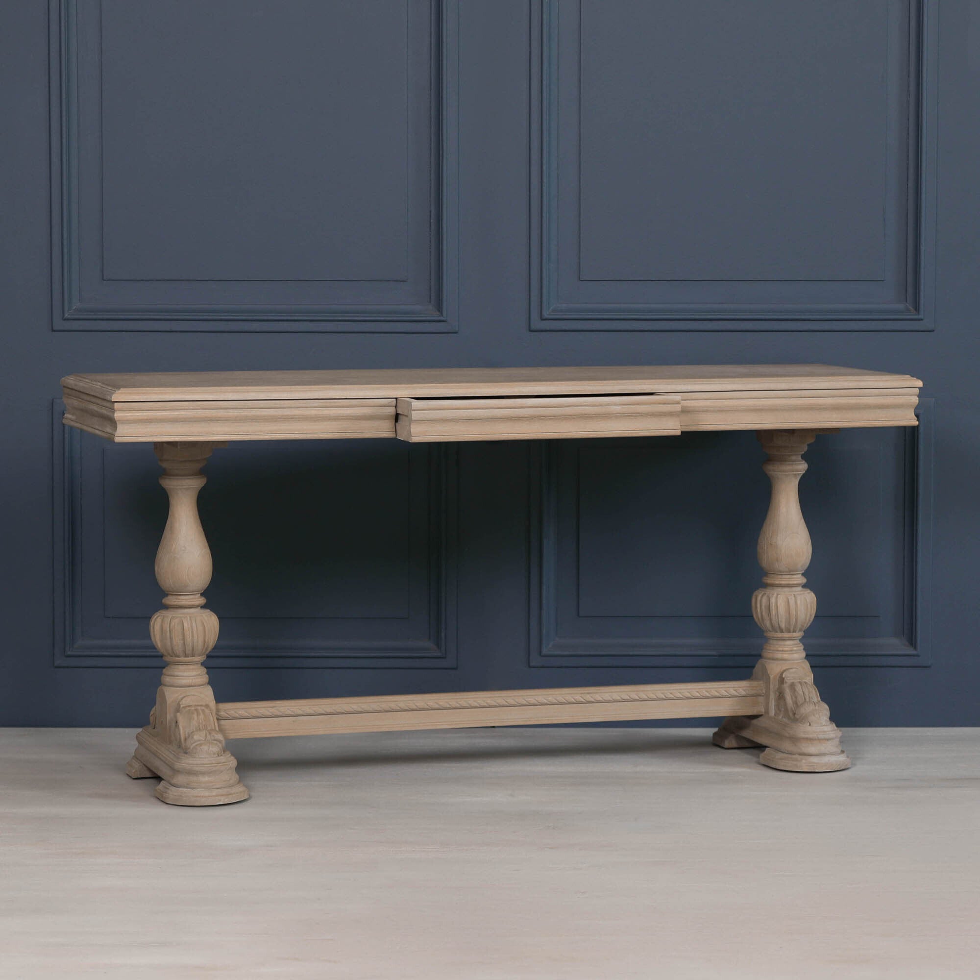 Sandown Rustic Wooden Intricate Carved Console Table with Drawer 170 cm