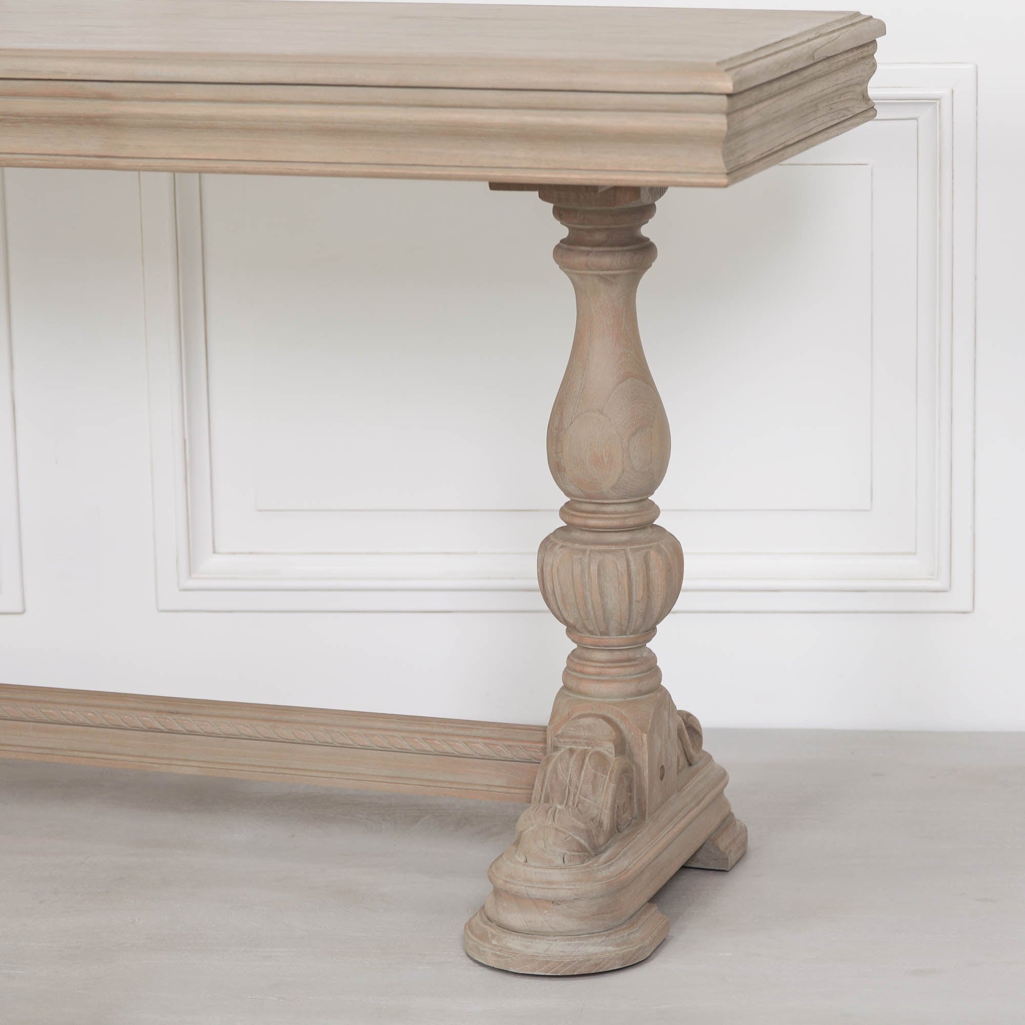 Sandown Rustic Wooden Intricate Carved Console Table with Drawer 170 cm