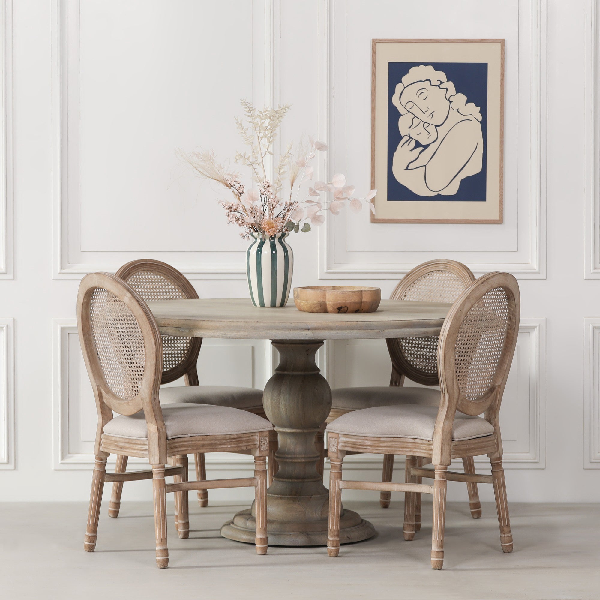 Derwent 147cm Rustic Wooden 4 Seater Round Dining Table