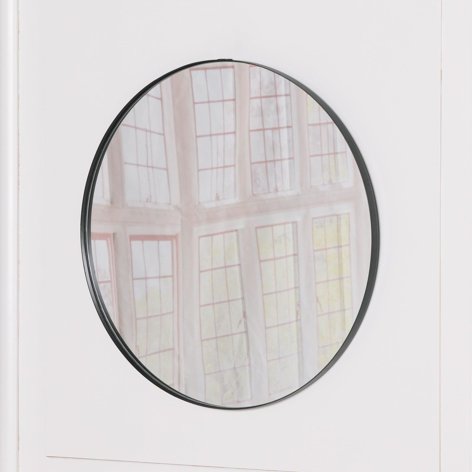 50cm Black Round Wall Mirror - House of Altair