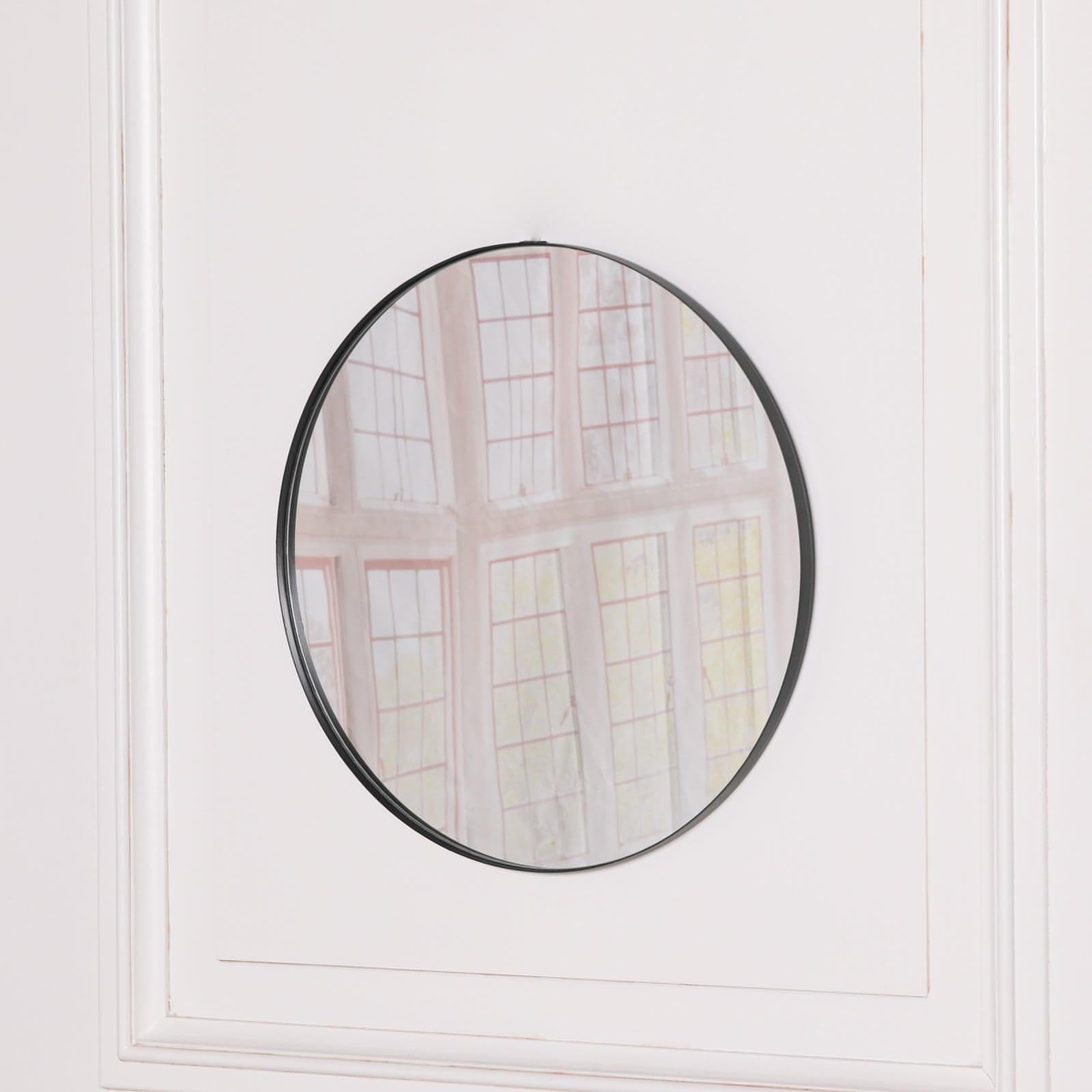 50cm Black Round Wall Mirror - House of Altair