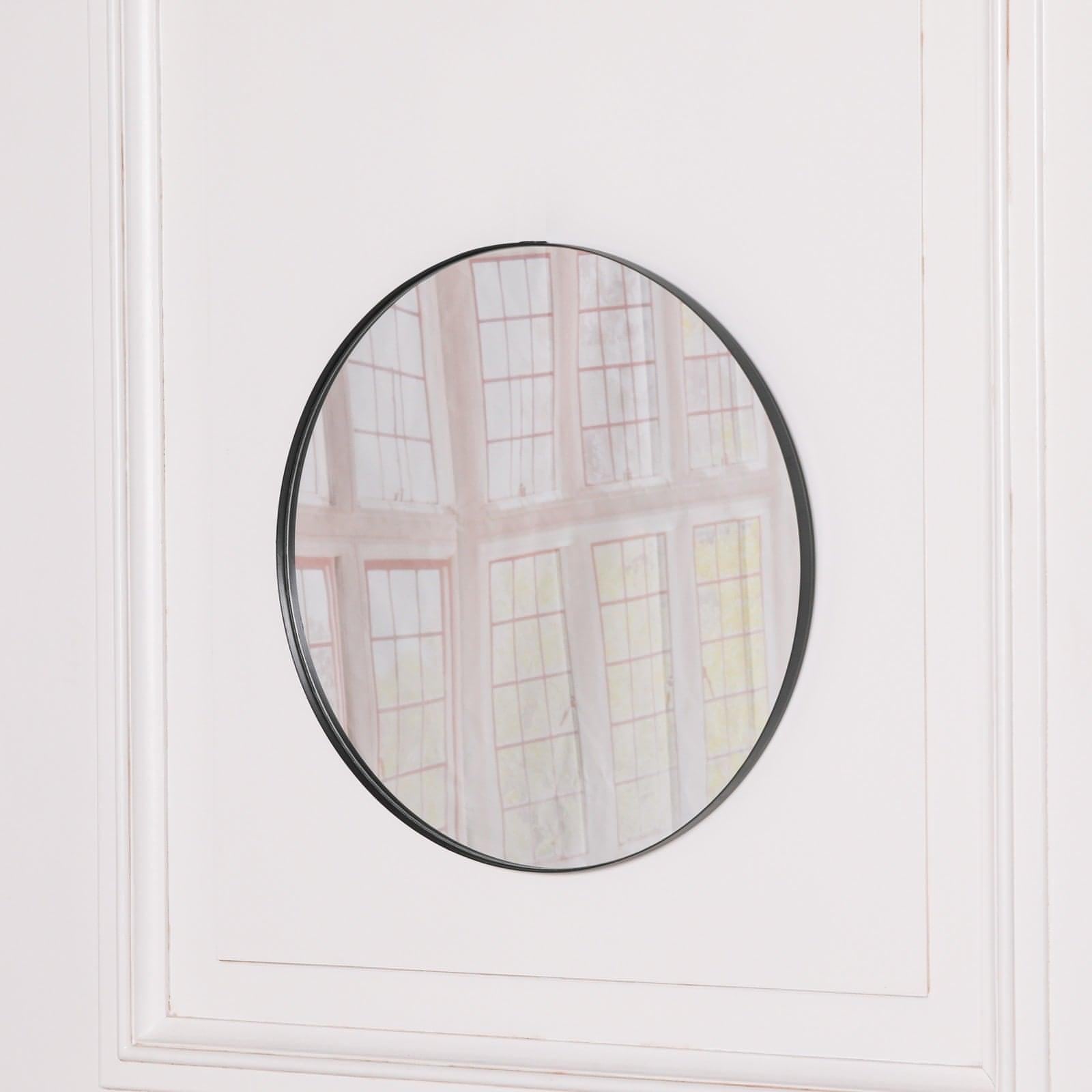 50cm Black Round Wall Mirror - House of Altair