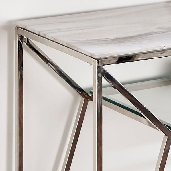 Marble Glass Console Table 120 x 40 x 78 cm