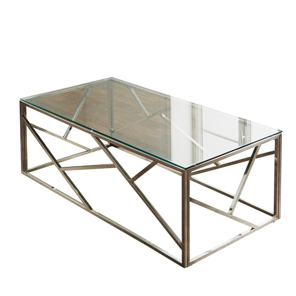 Geometric Silver Coffee Table 120 x 60 x 40 cm