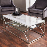 Marble Glass Coffee Table 120 x 60 x 40 cm