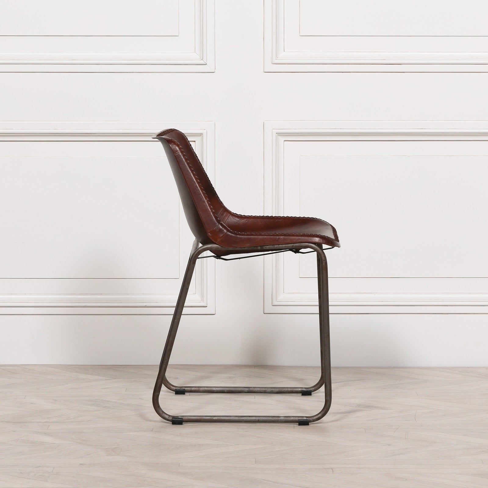 Leather Industrial Saddle Style Dining Chair