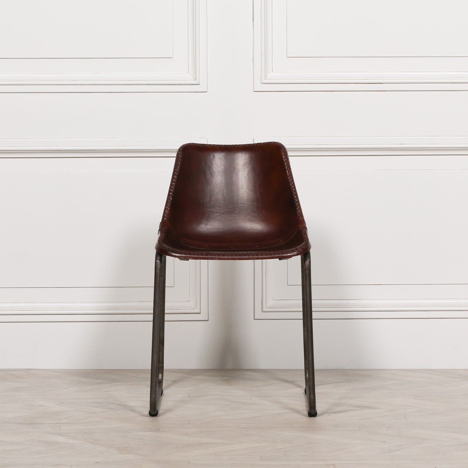 Leather Industrial Saddle Style Dining Chair