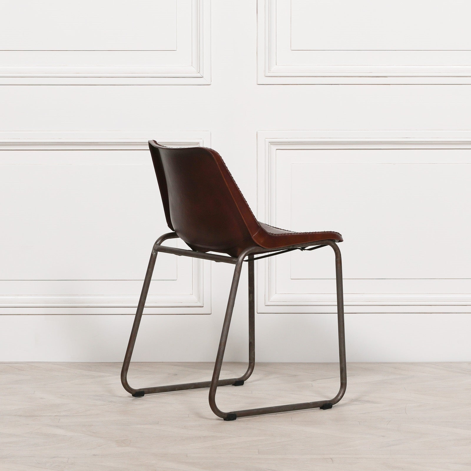 Leather Industrial Saddle Style Dining Chair