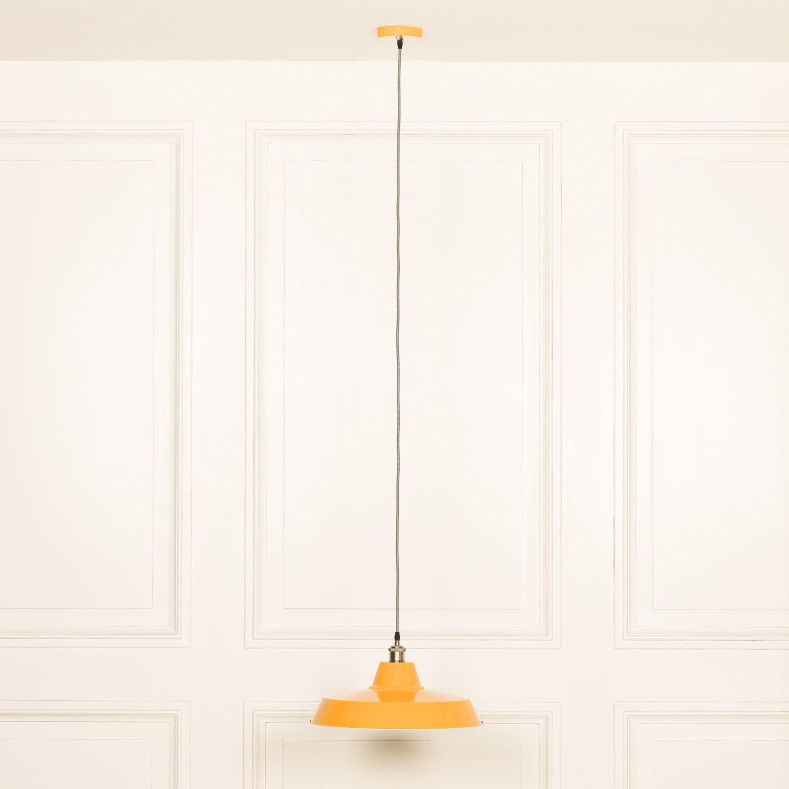 Factory Style Mustard Yellow Enamel Painted 46cm Pendant Light