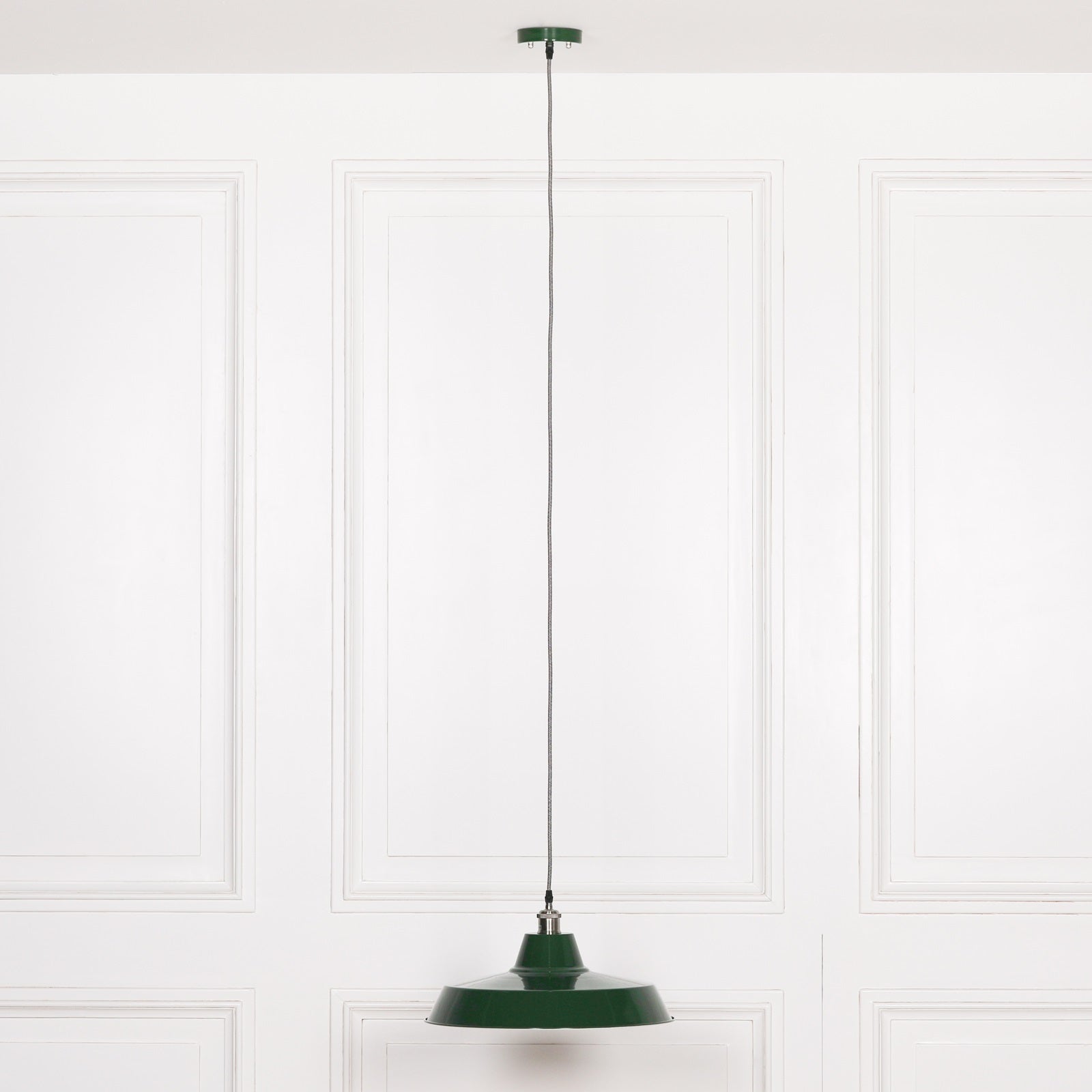 Factory Style British Green Enamel Painted 46cm Pendant Light