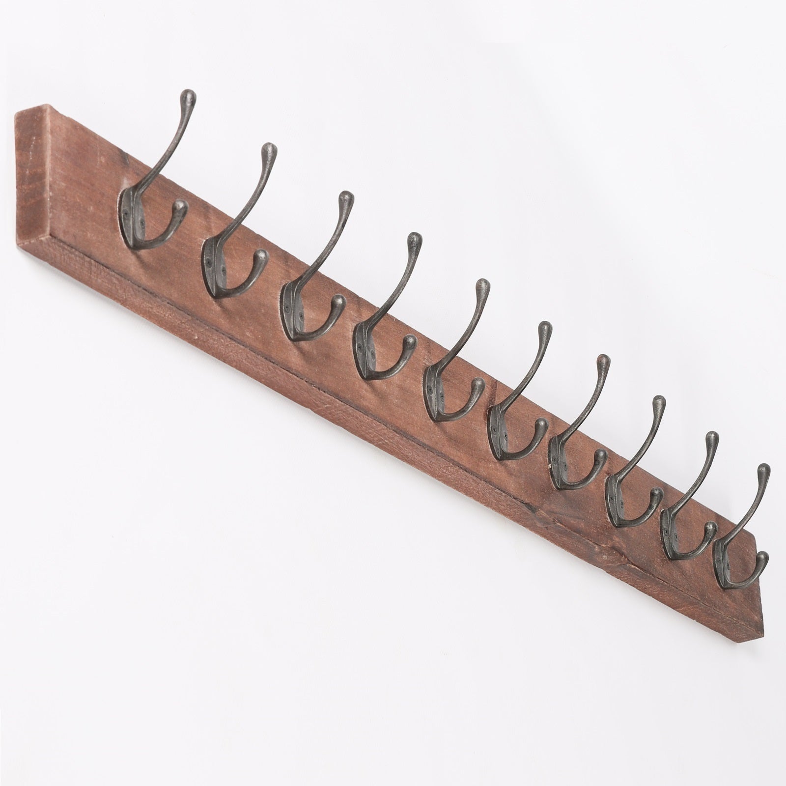 10 Hook 121cm Wooden Coat Hanger