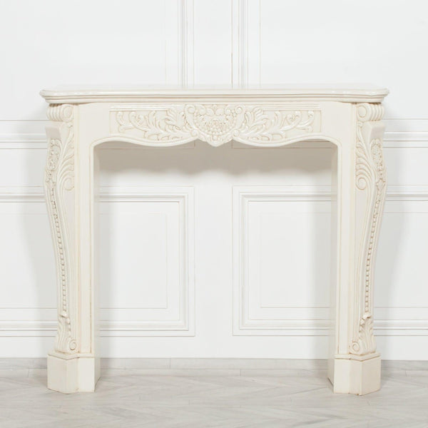 Aged Ivory Carved Fire Surround - House of Altair
