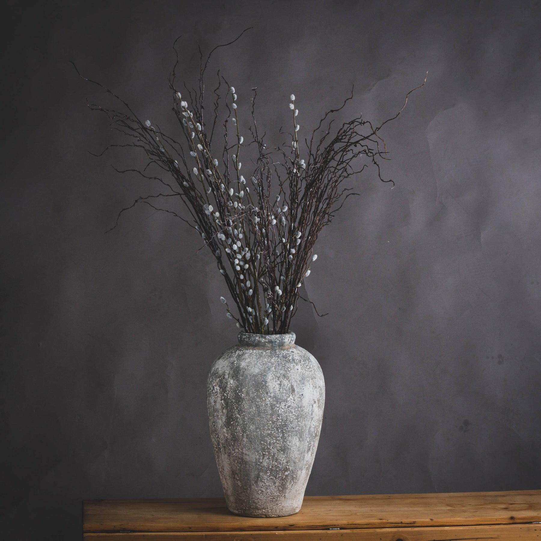 Aged Stone Tall Ceramic Vase - House of Altair