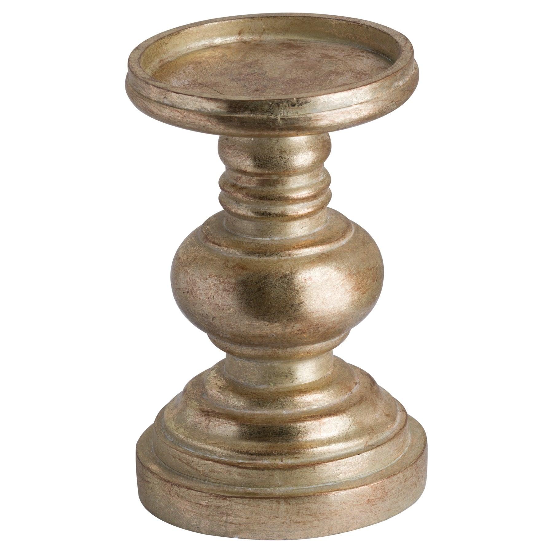 Antique Brass Effect Squat Candle Holder - House of Altair