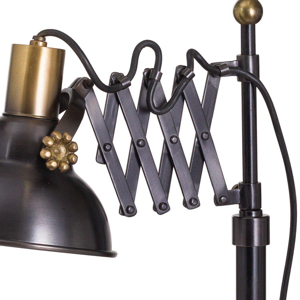 Black And Brass Adjustable Scissor Lamp - House of Altair