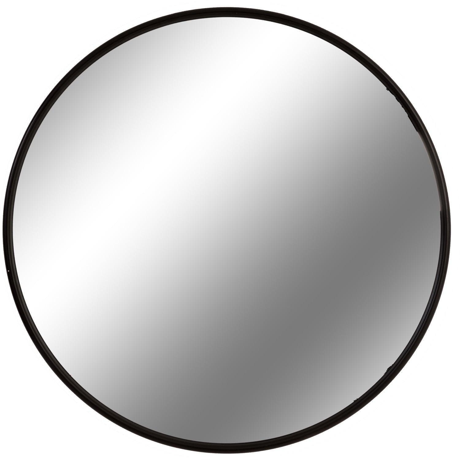 Black Large Circular Metal Wall Mirror - House of Altair