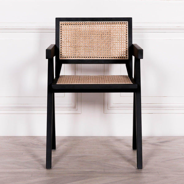 Black Wooden Caned Dining Chair - House of Altair