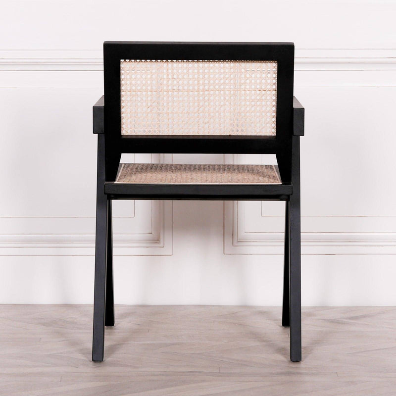 Black Wooden Caned Dining Chair - House of Altair