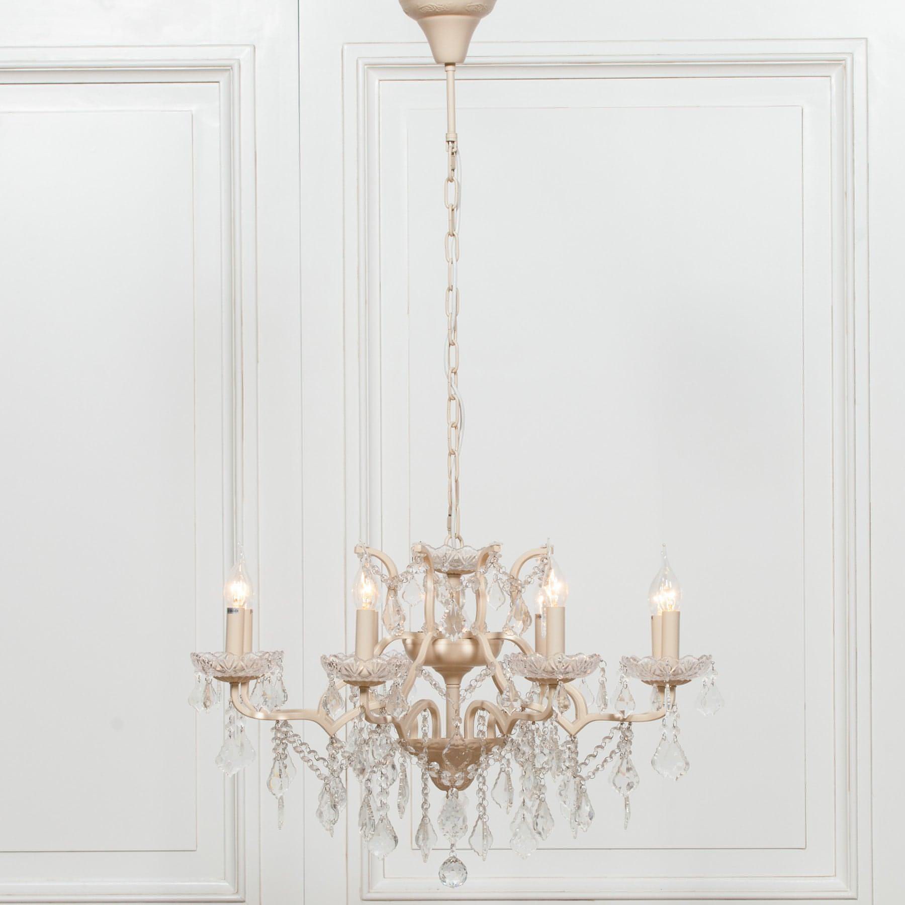 Cream 8 Branch Shallow Cut Glass Chandelier - House of Altair