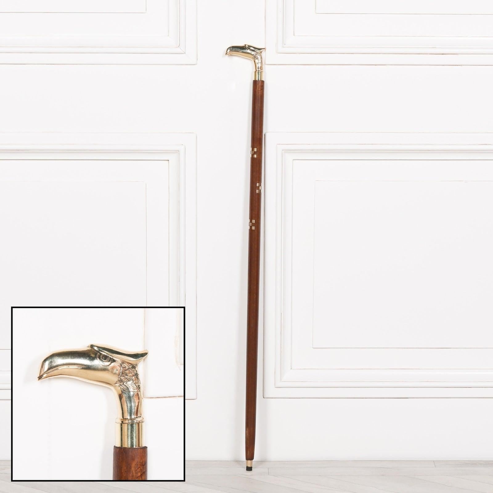 Eagle Brass Wooden Walking Stick - House of Altair