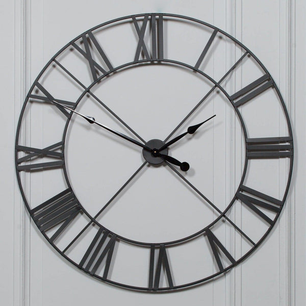 Extra Large 110cm Black Metal Wall Clock - House of Altair