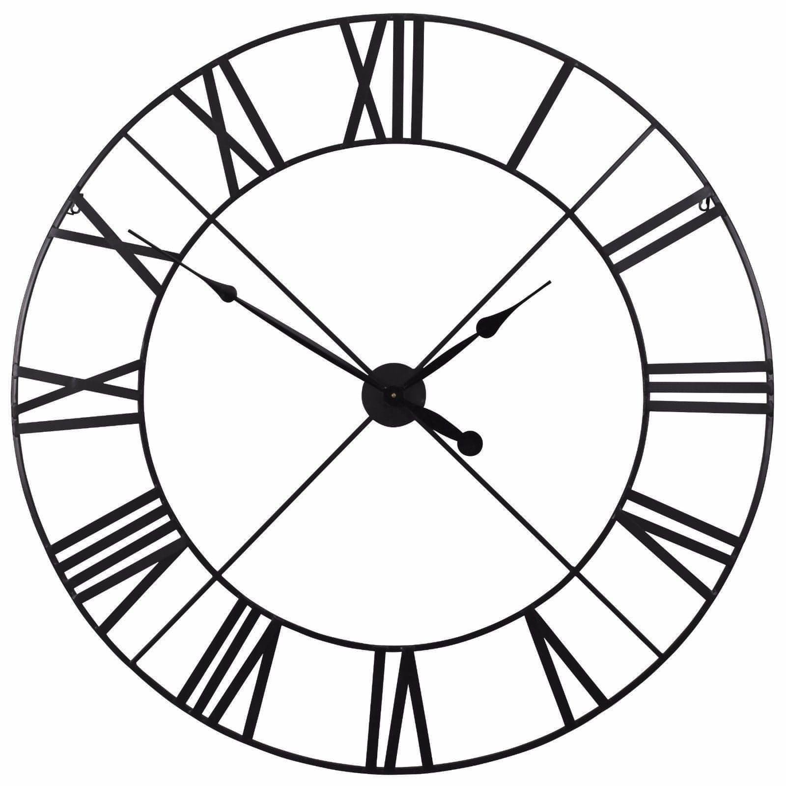 Extra Large 110cm Black Metal Wall Clock - House of Altair