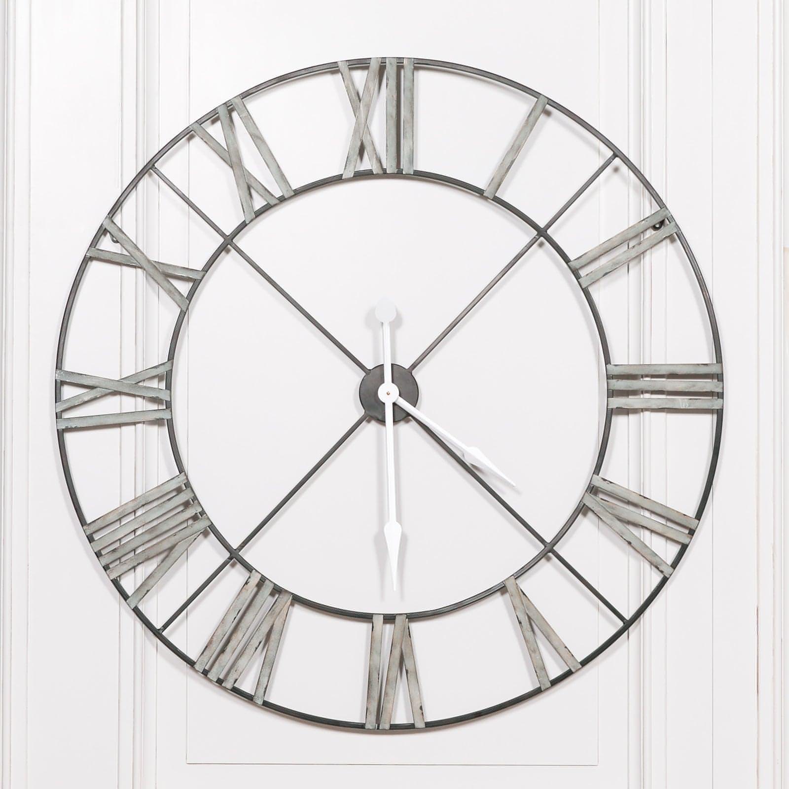 Extra Large 110cm Vintage Metal Wall Clock - House of Altair