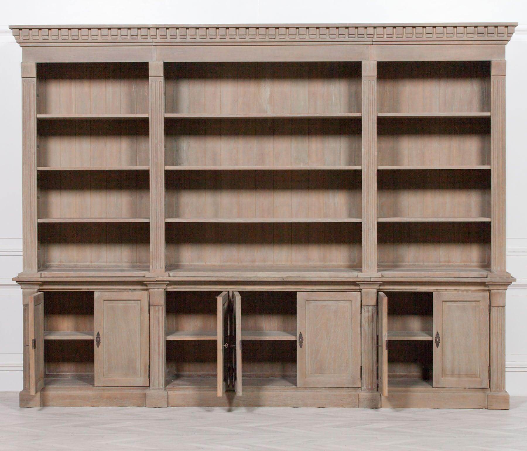 Extra Large Wooden Triple Bookcase - House of Altair