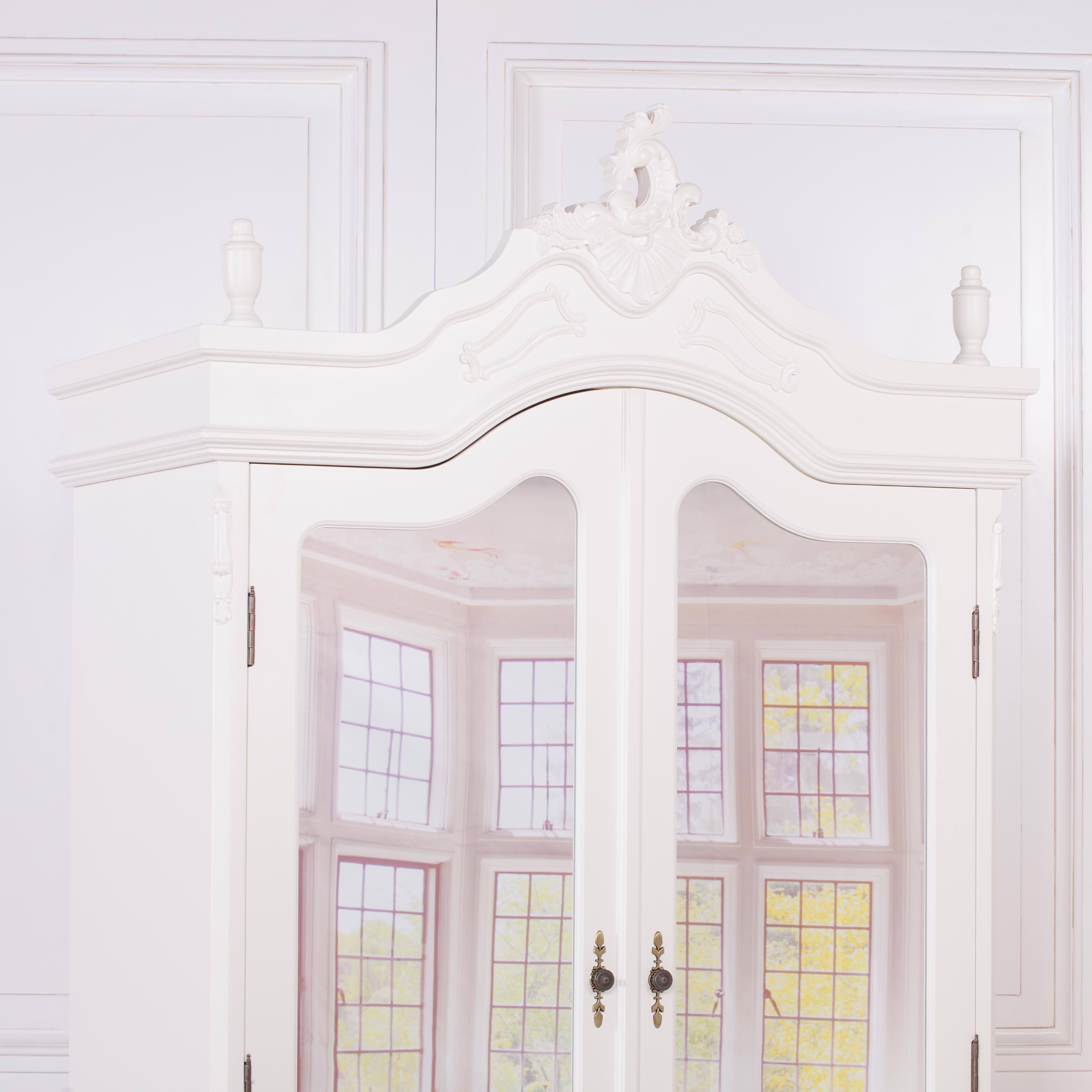 French Cream Double Full Mirrored Armoire - House of Altair