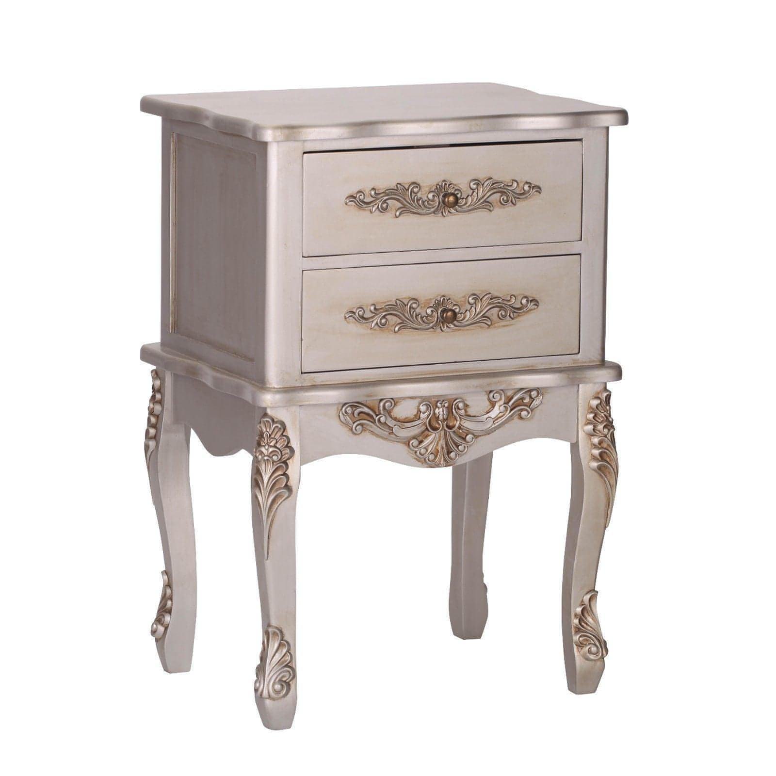 French White 2 Drawer Bedside - House of Altair