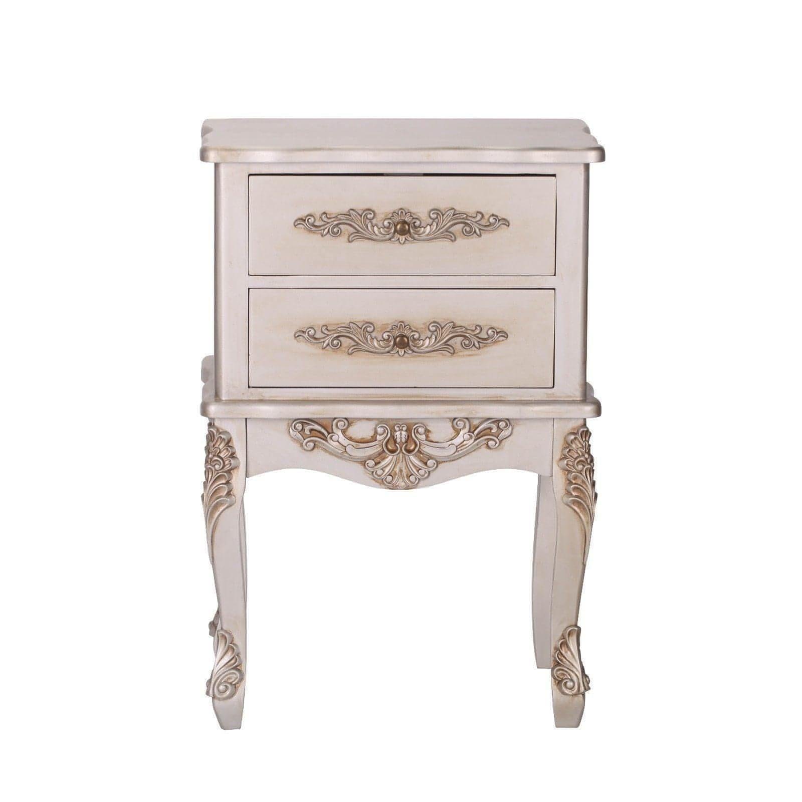 French White 2 Drawer Bedside - House of Altair