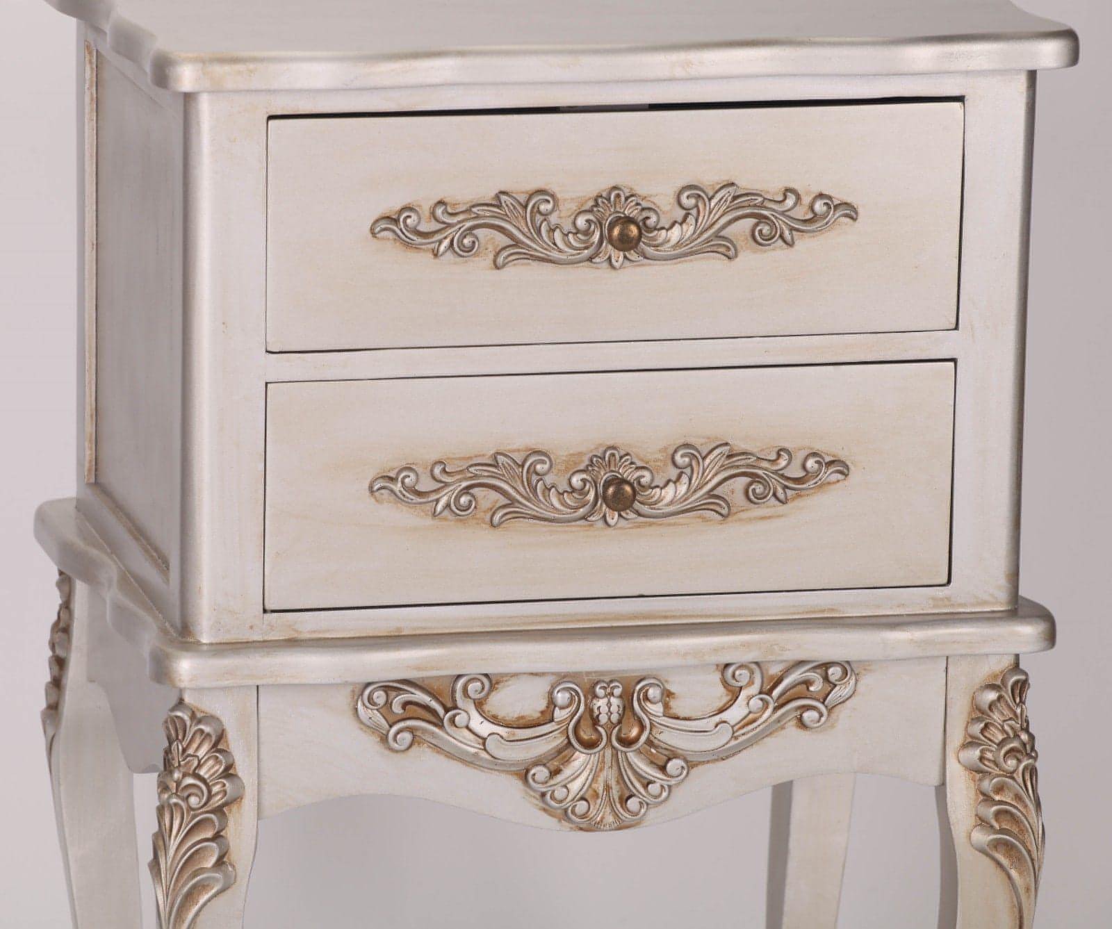 French White 2 Drawer Bedside - House of Altair