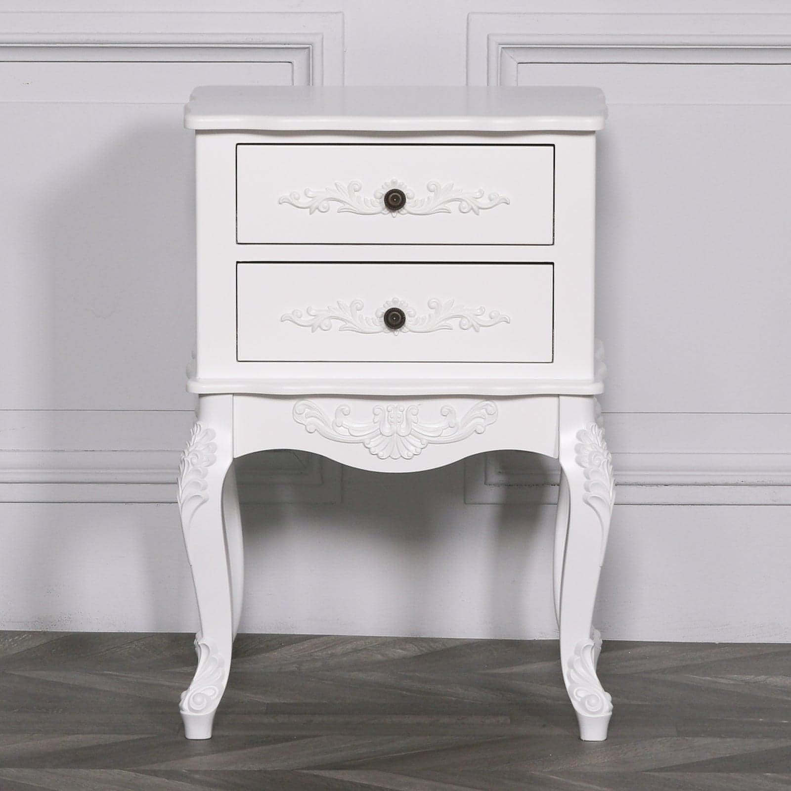 French White 2 Drawer Bedside - House of Altair