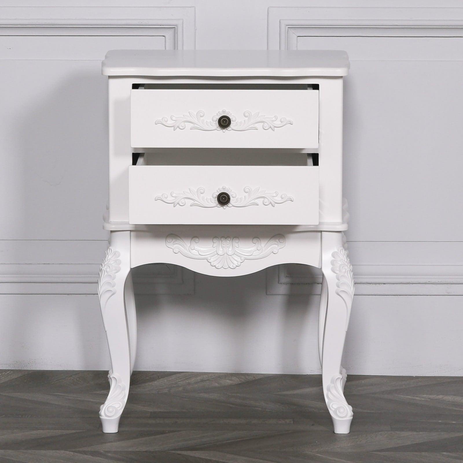 French White 2 Drawer Bedside - House of Altair