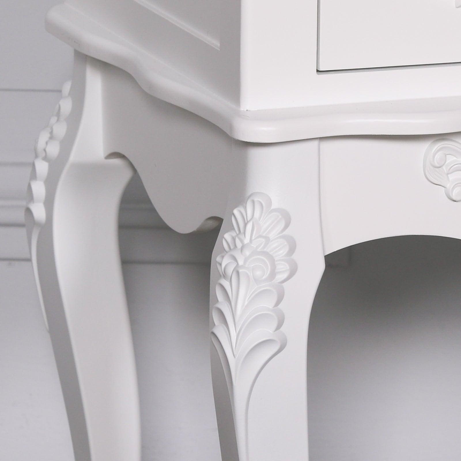 French White 2 Drawer Bedside - House of Altair